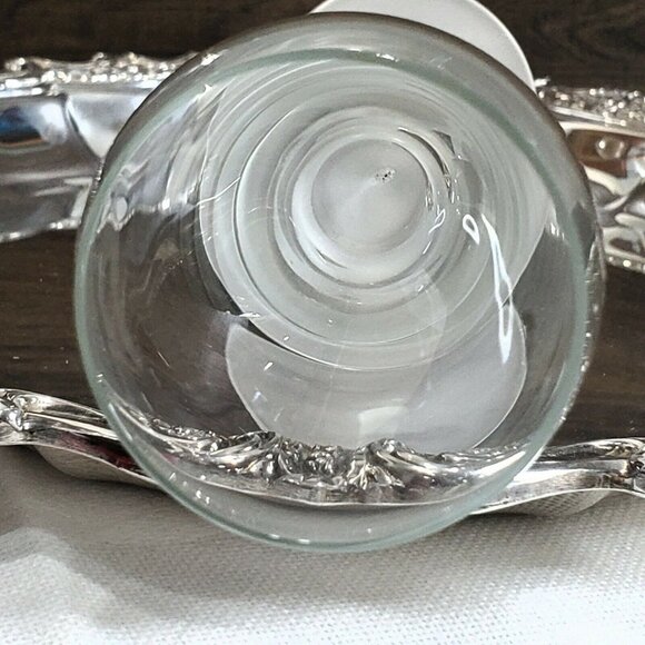 Vintage Colony Crystal Amaryllis Satin Fluted Champagne Glass frosted stem 1980 - Picture 6 of 8